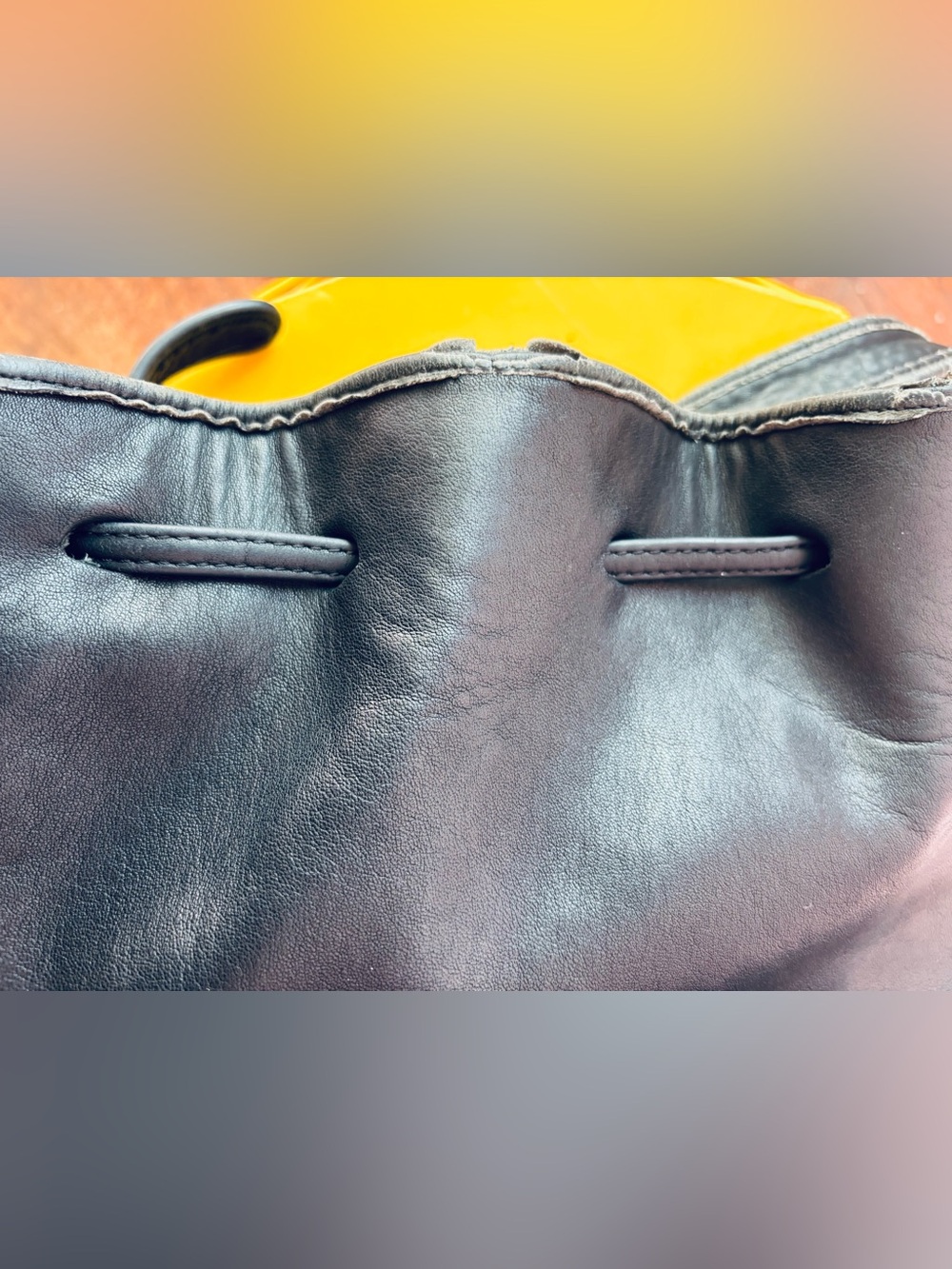 Vintage Coach Purse 9165 Legacy Black Leather Drawstring Bucket - Picture 7 of 13
